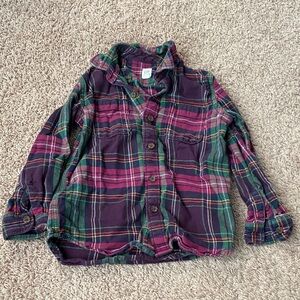 Plaid Gap Kids Flannel Button down Shirt - Green, Pink, and Purple size small